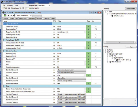 Inställning av parametrar och kommandon.